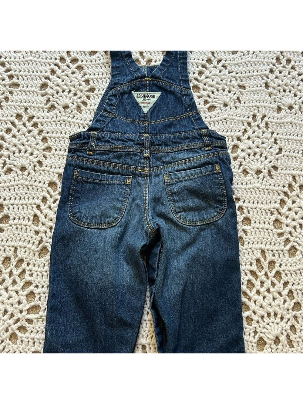 OshKosh Bgosh Vestbak Denim Jeans Bib Overalls Boys Size 9 Months USA Blue Girls - Picture 3 of 10